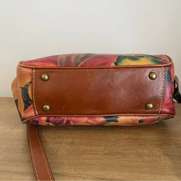 Patricia Nash Painted Floral Leather Satchel with Lock and Key - Picture 6 of 16